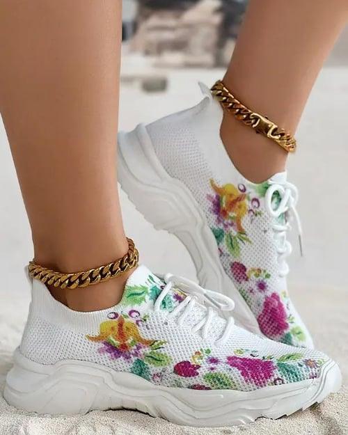 Floral Print Sneakers For Womens